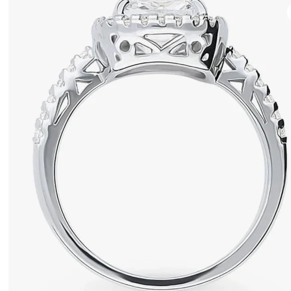 BERRICLE Sterling Silver Cushion Cut Halo Engagement/Promise Ring, Size 5.5